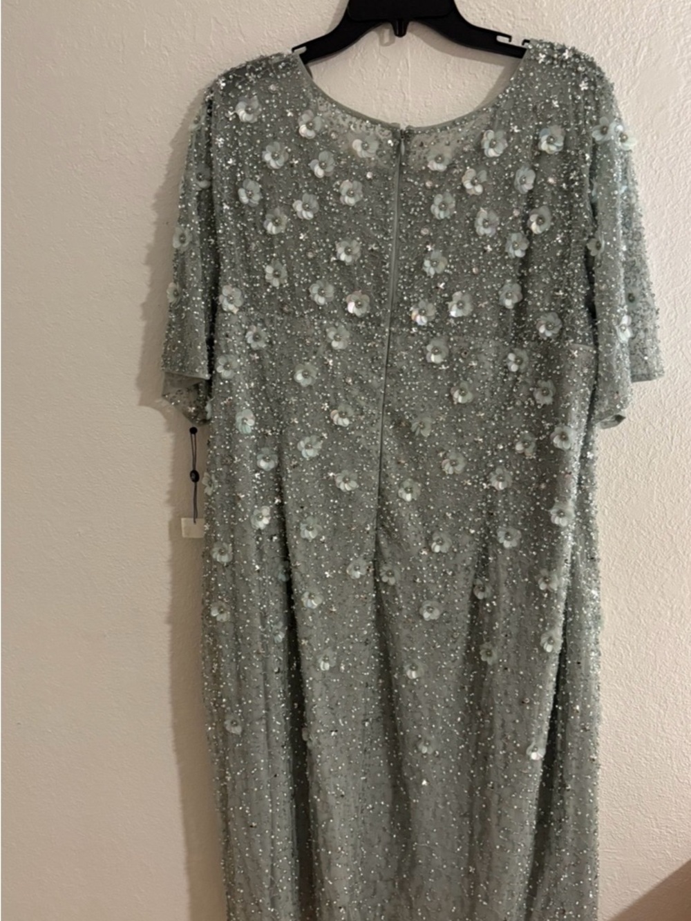 Adrianna Papell Silver Embellished Midi Sheath Dress - Picture 3 of 9